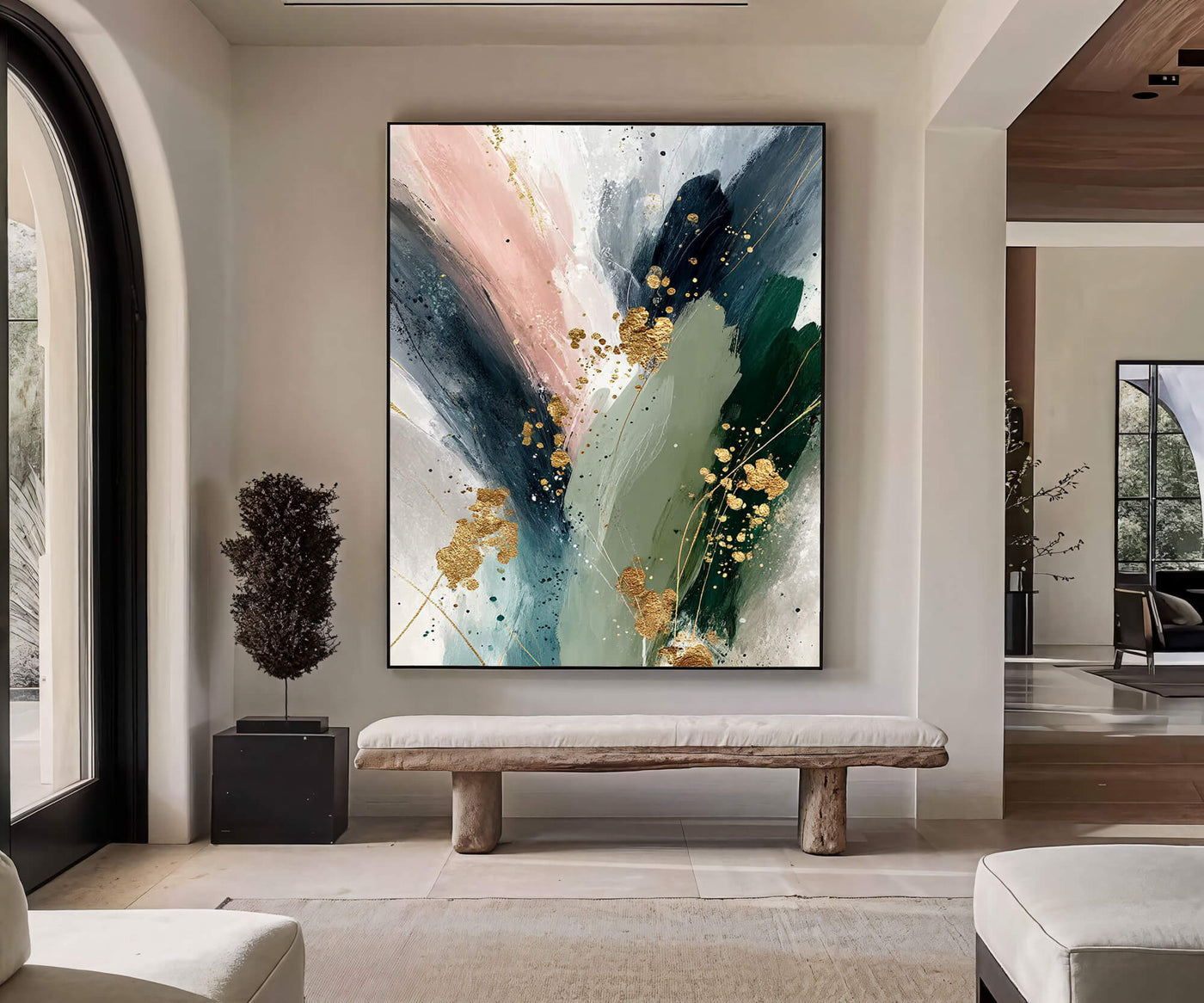 Gilded Emerald Blush | Gold Swirl