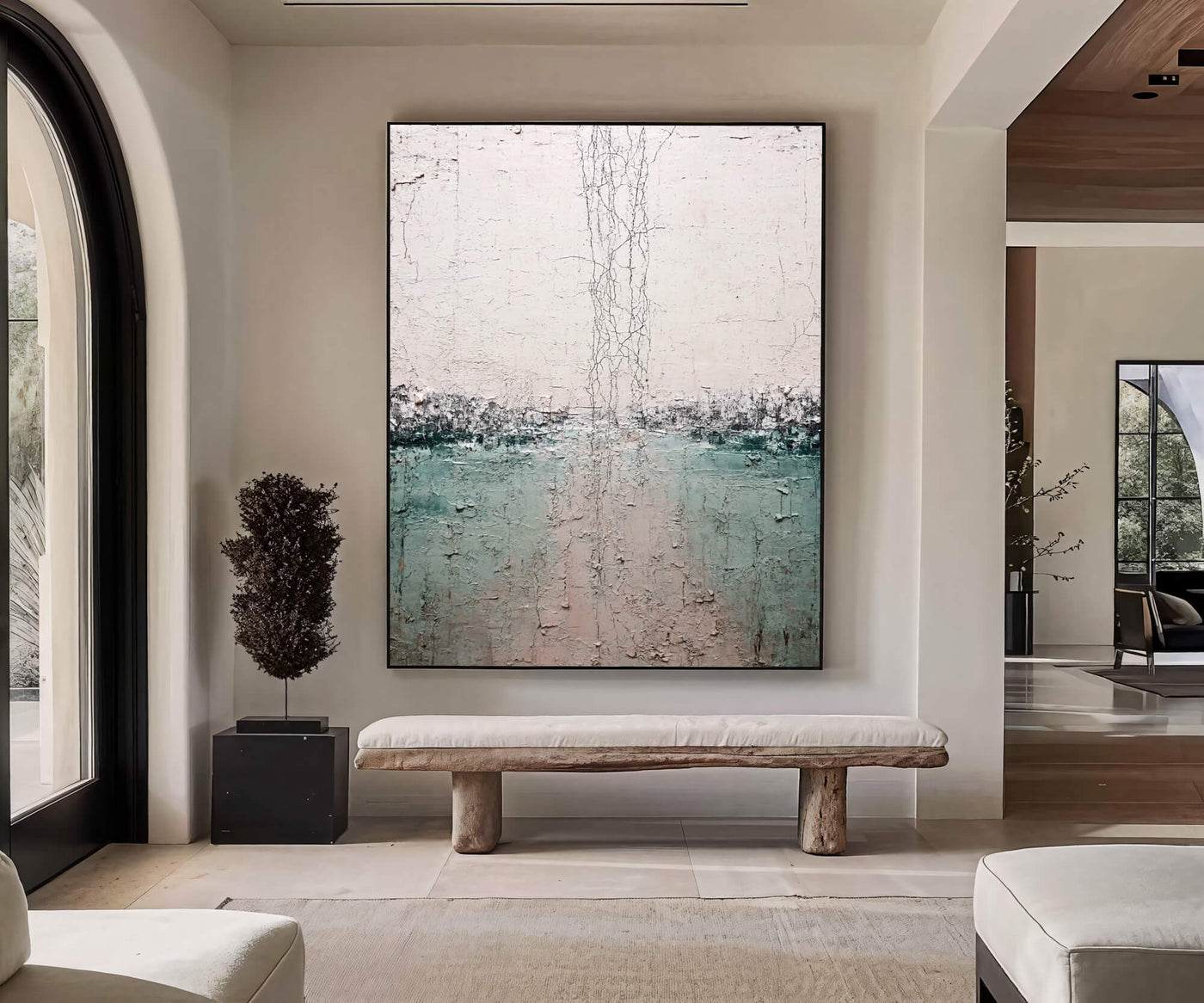 Textured Cracked Horizon | Teal  Blush