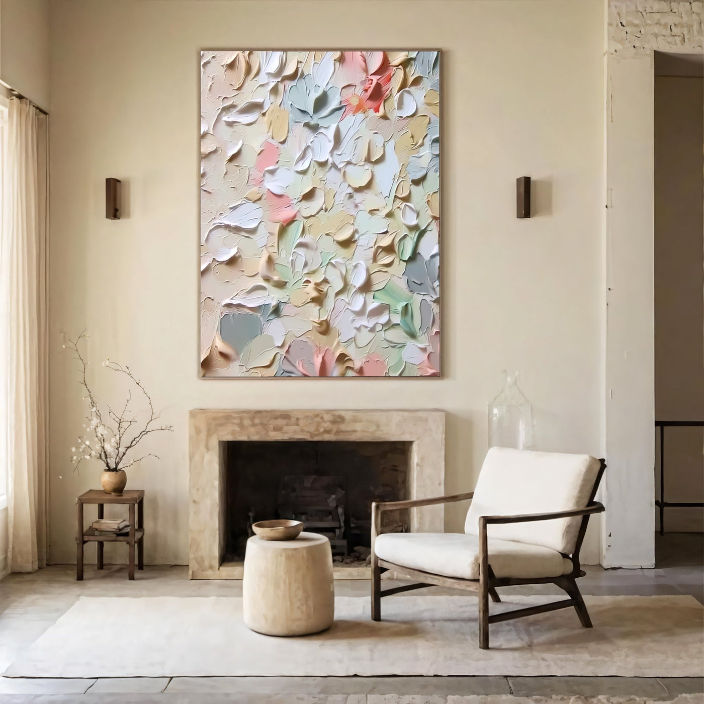 Textured Petal Tapestry | Pastel Blooms