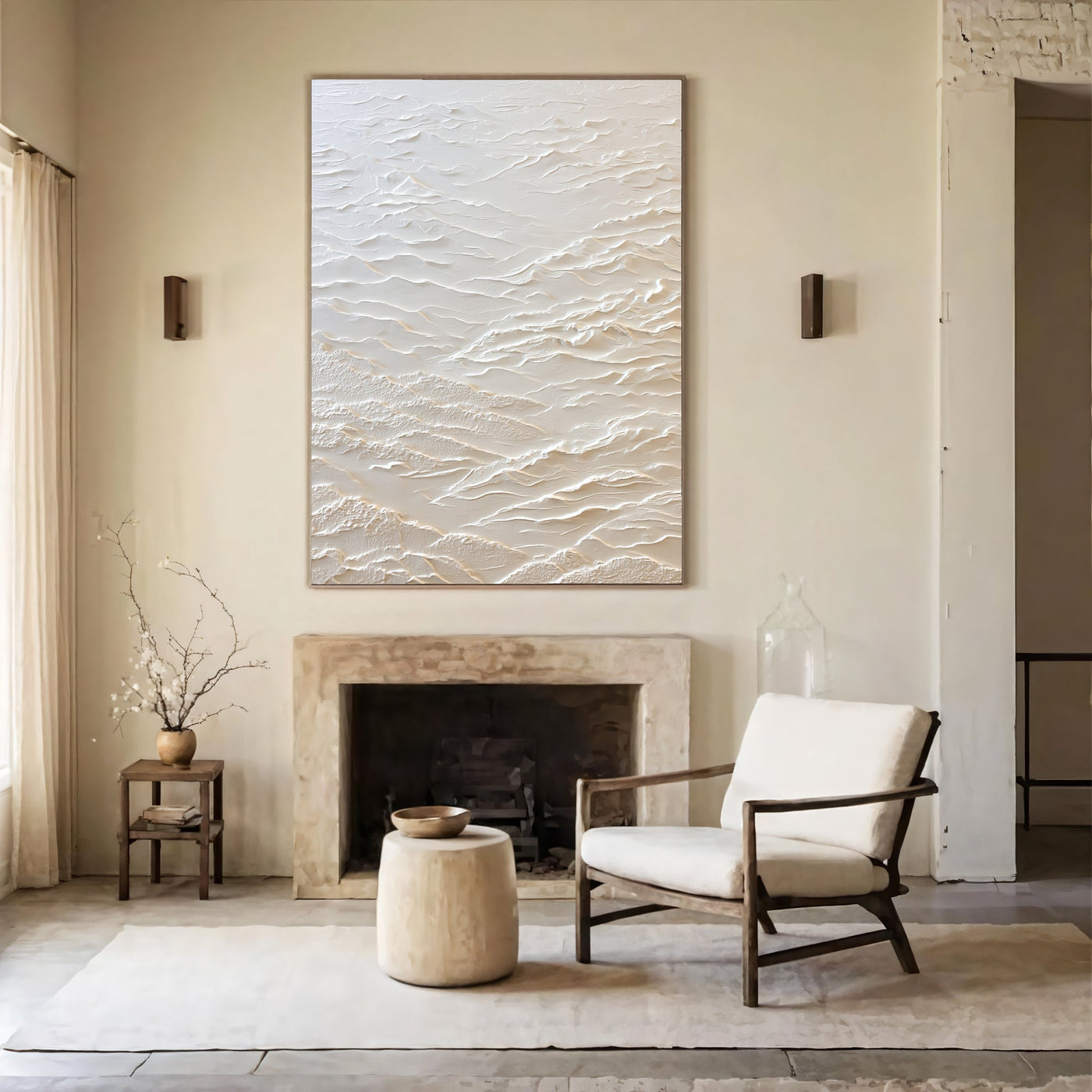 Textured Ivory Undulations | White Ridges