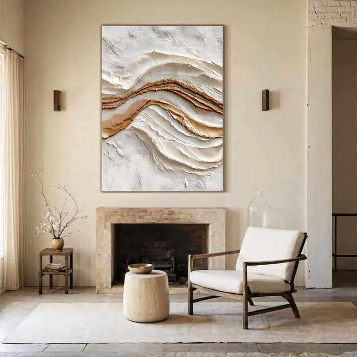 Textured Gilded Waves | Ivory Gold