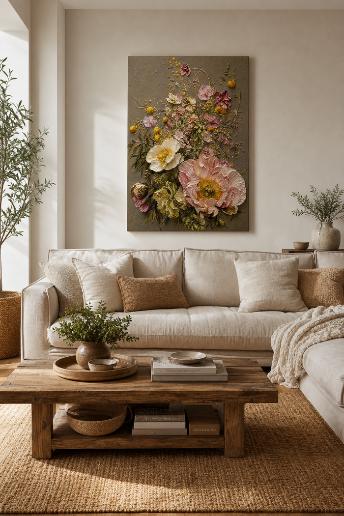 Oil painting of flowers healing
