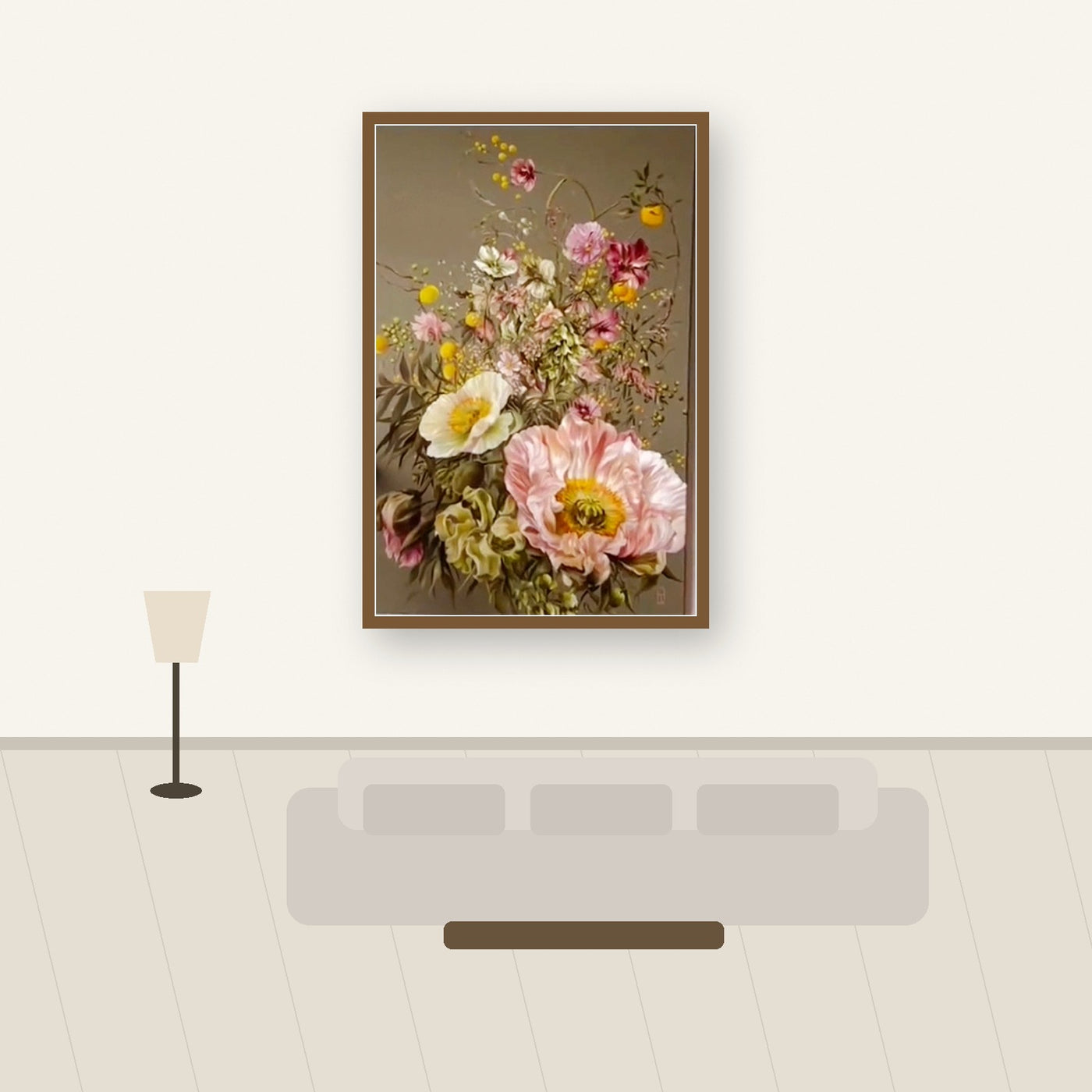Oil painting of flowers healing