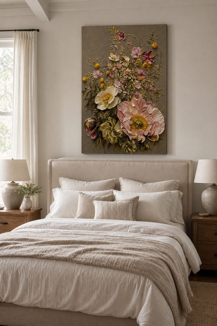 Oil painting of flowers healing