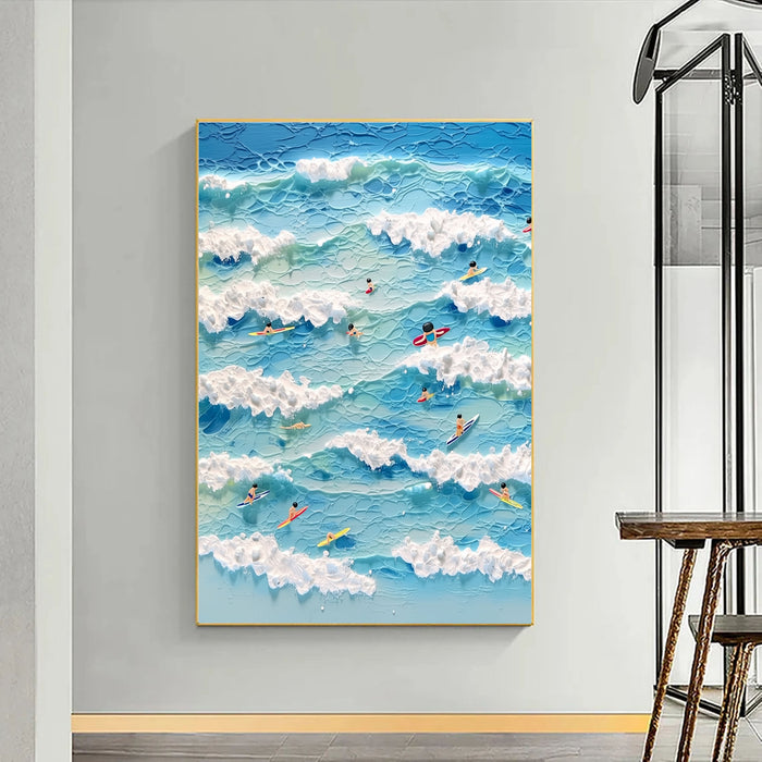Textured Playful Waves | Blue White