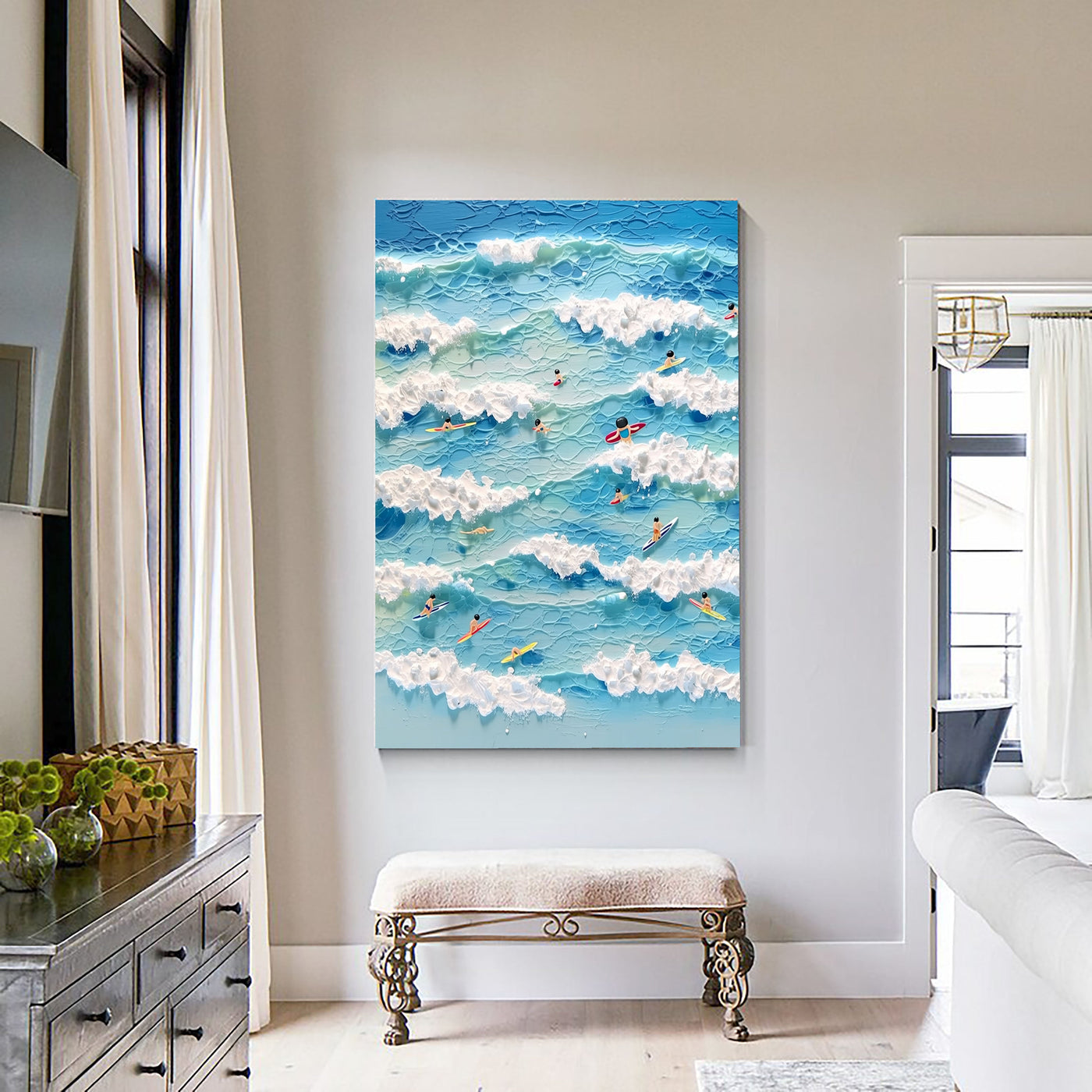 Textured Playful Waves | Blue White