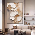 Strukturierte Ginkgo-Blätter | Beige-Weiß