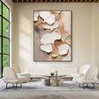 Strukturierte Ginkgo-Blätter | Beige-Weiß