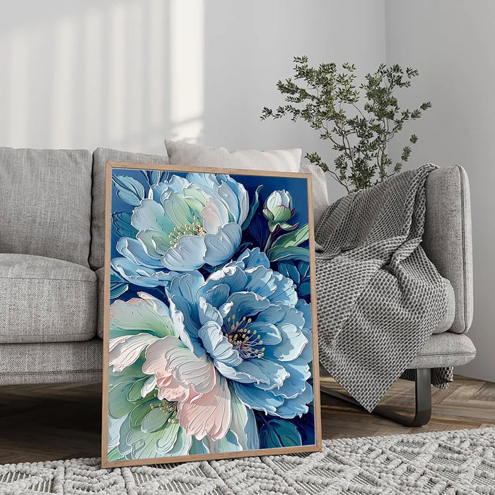 Textured Peony Blooms | Blue Pink