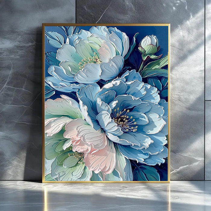 Textured Peony Blooms | Blue Pink