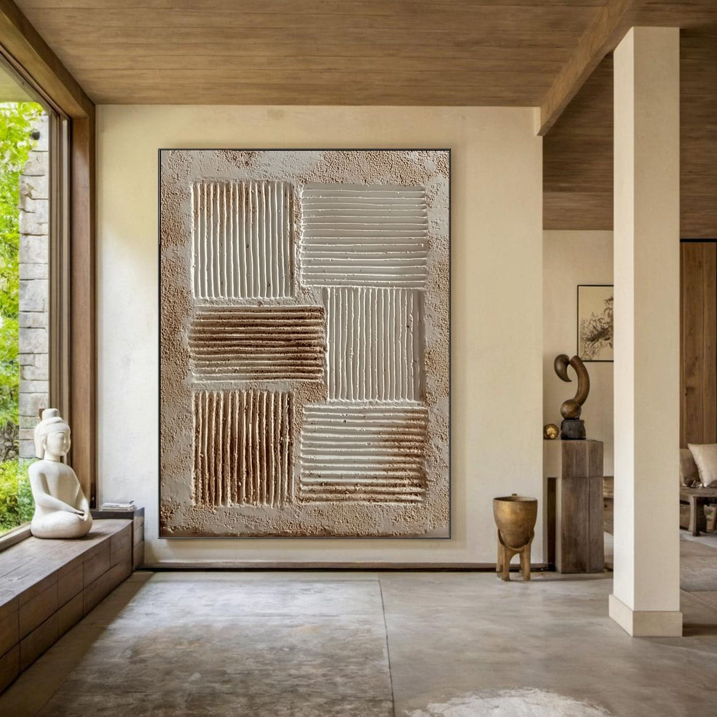 Texturierte Geometrische Reliefs | Sandweiß