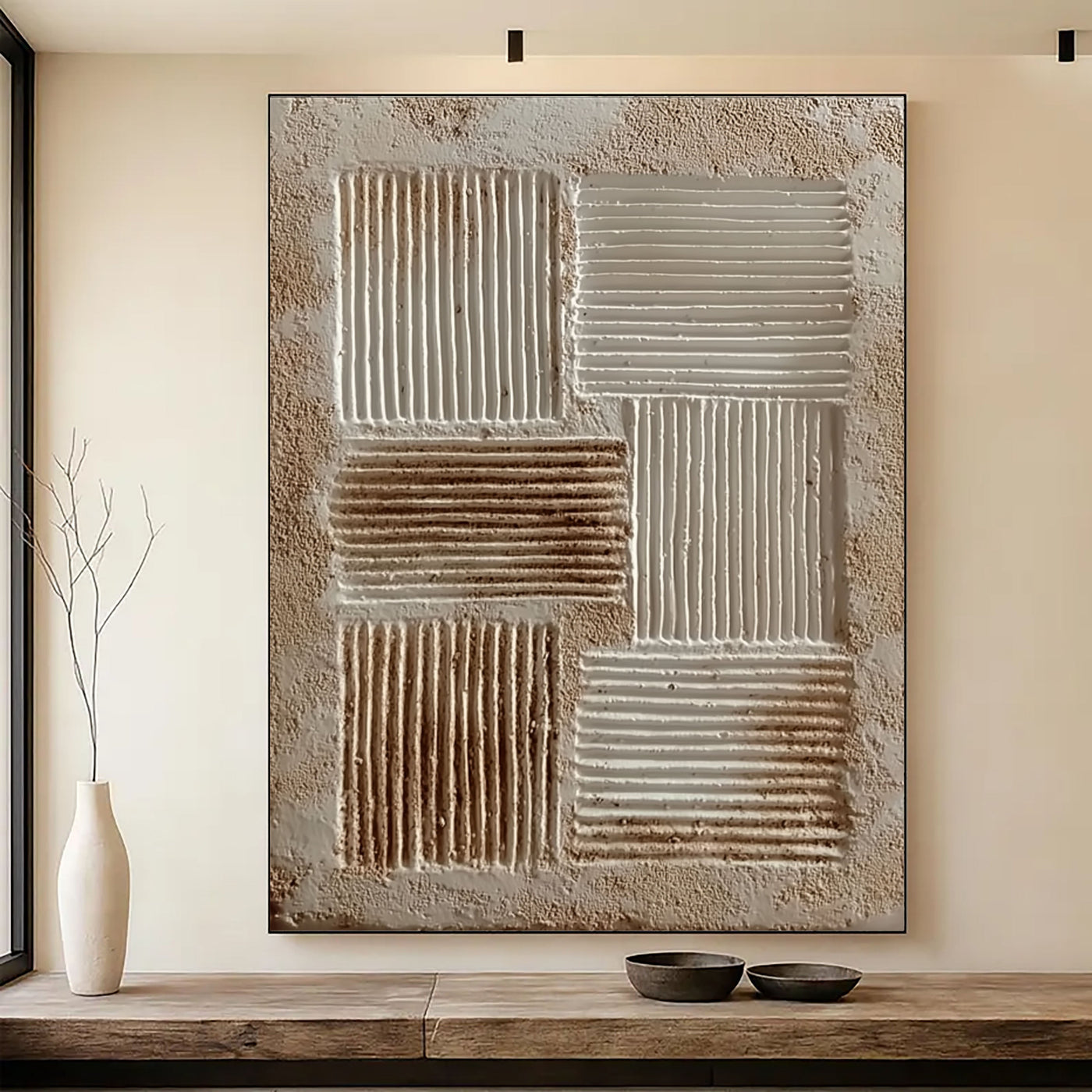 Texturierte Geometrische Reliefs | Sandweiß