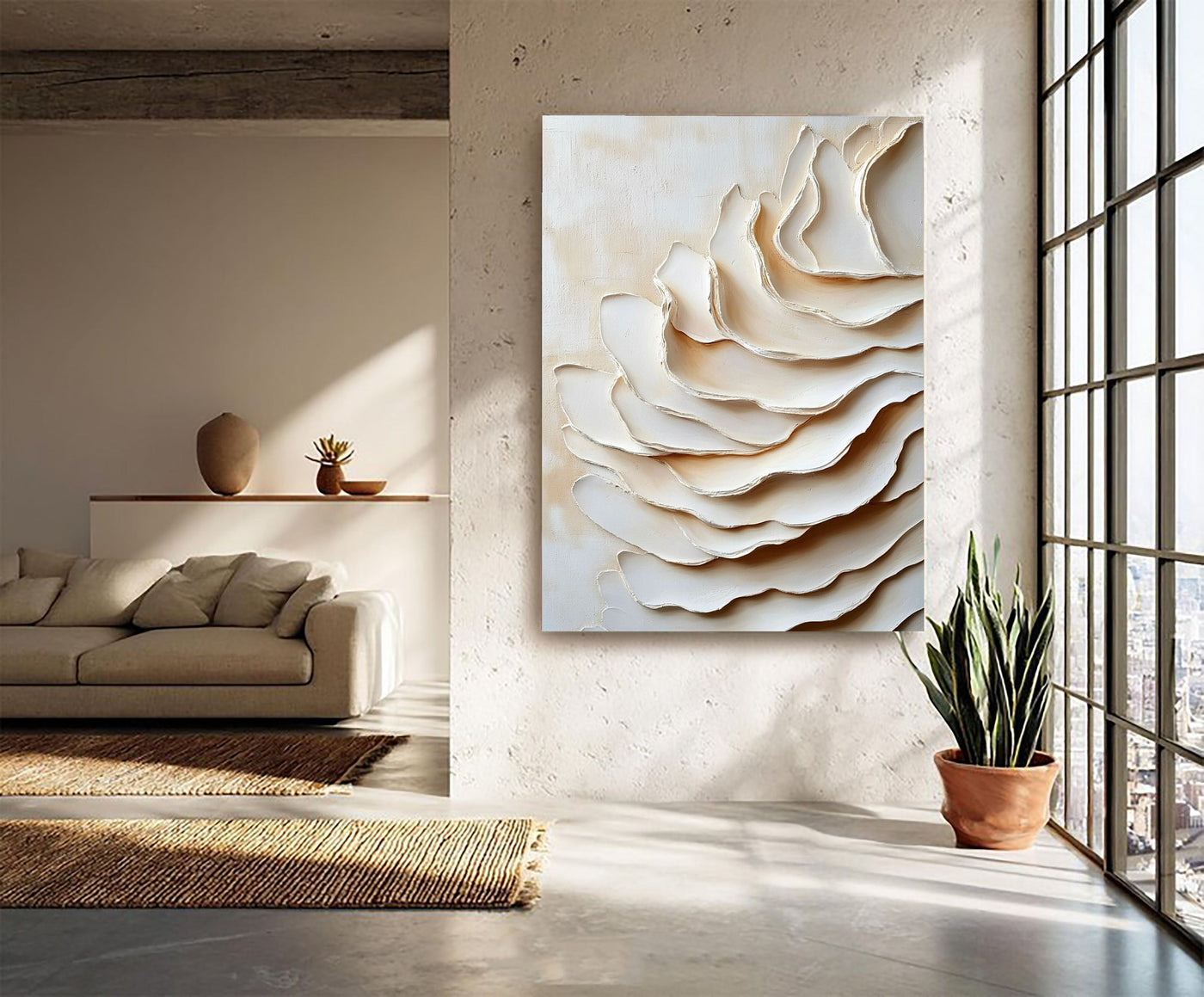 Textured Layered Petals | Creamy Beige