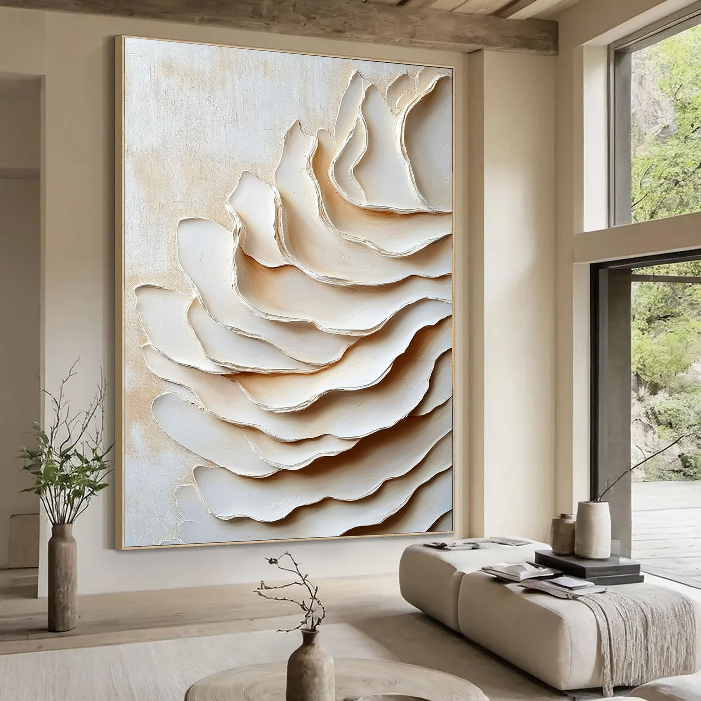 Textured Layered Petals | Creamy Beige