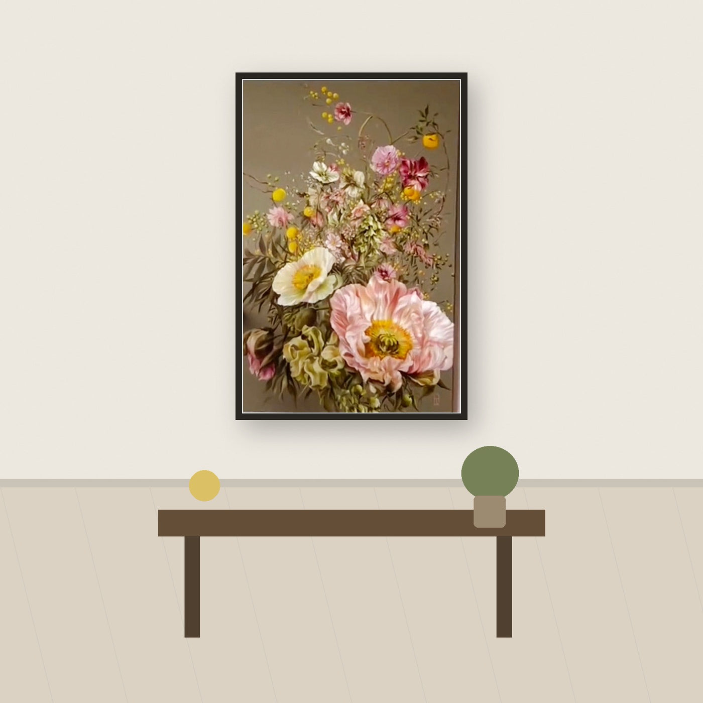 Oil painting of flowers healing