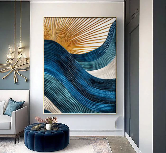 Textured Radiant Waves | Golden Teal
