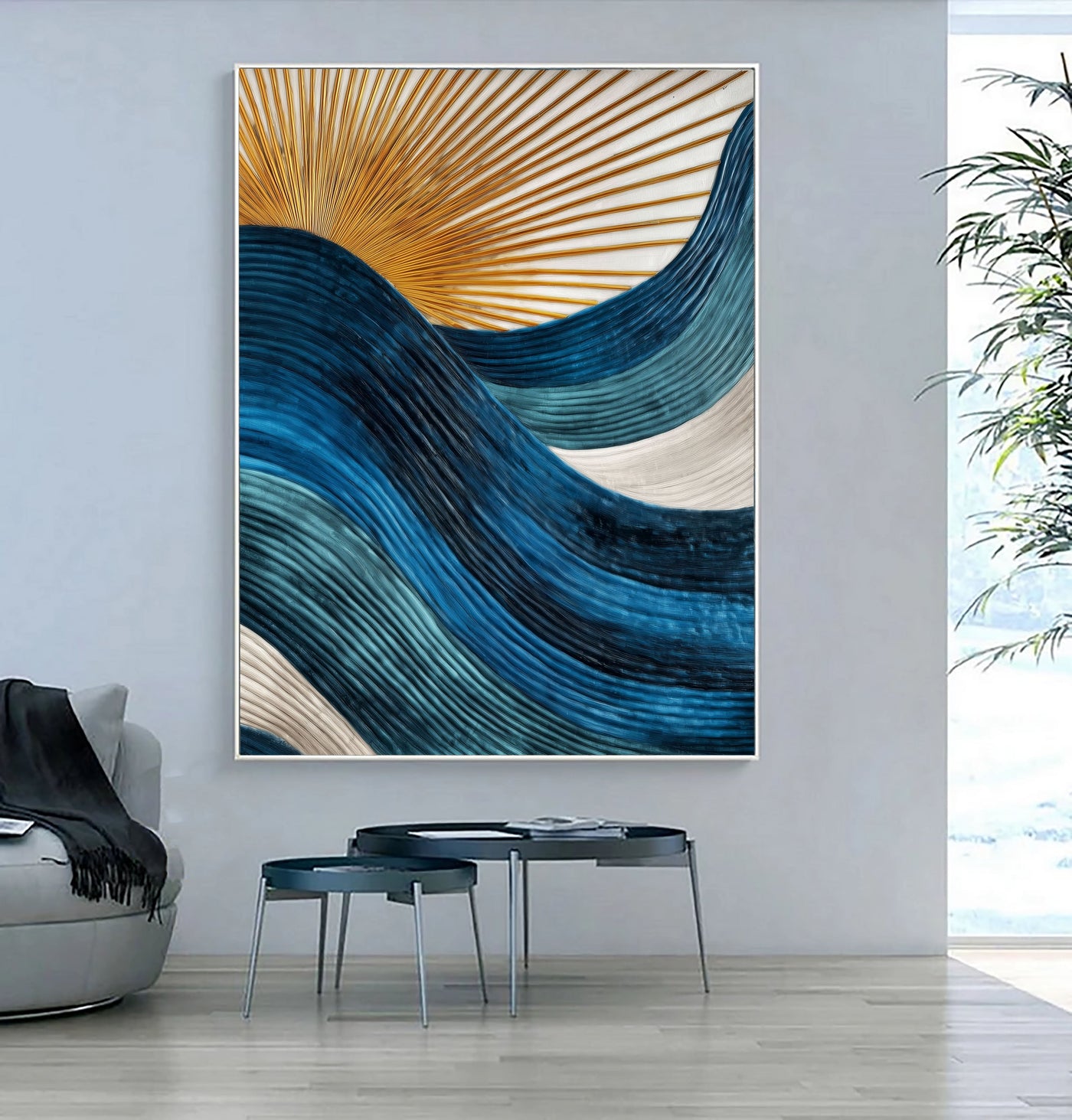 Textured Radiant Waves | Golden Teal