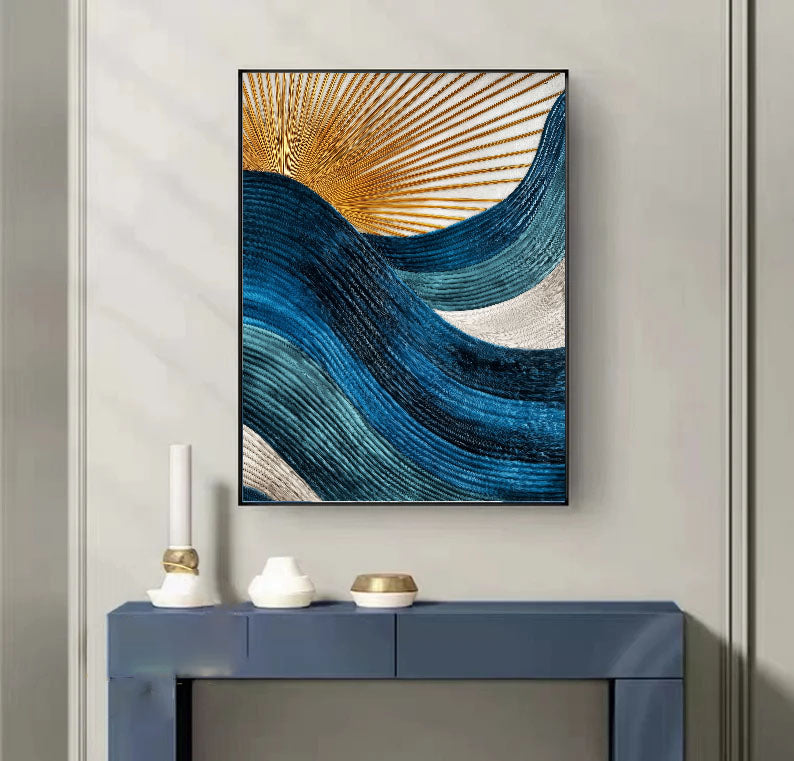 Textured Radiant Waves | Golden Teal