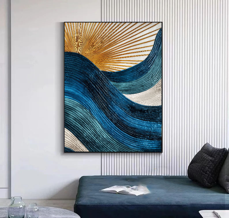 Textured Radiant Waves | Golden Teal