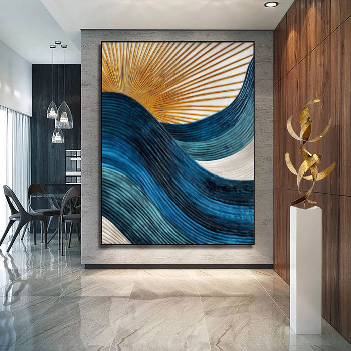 Textured Radiant Waves | Golden Teal