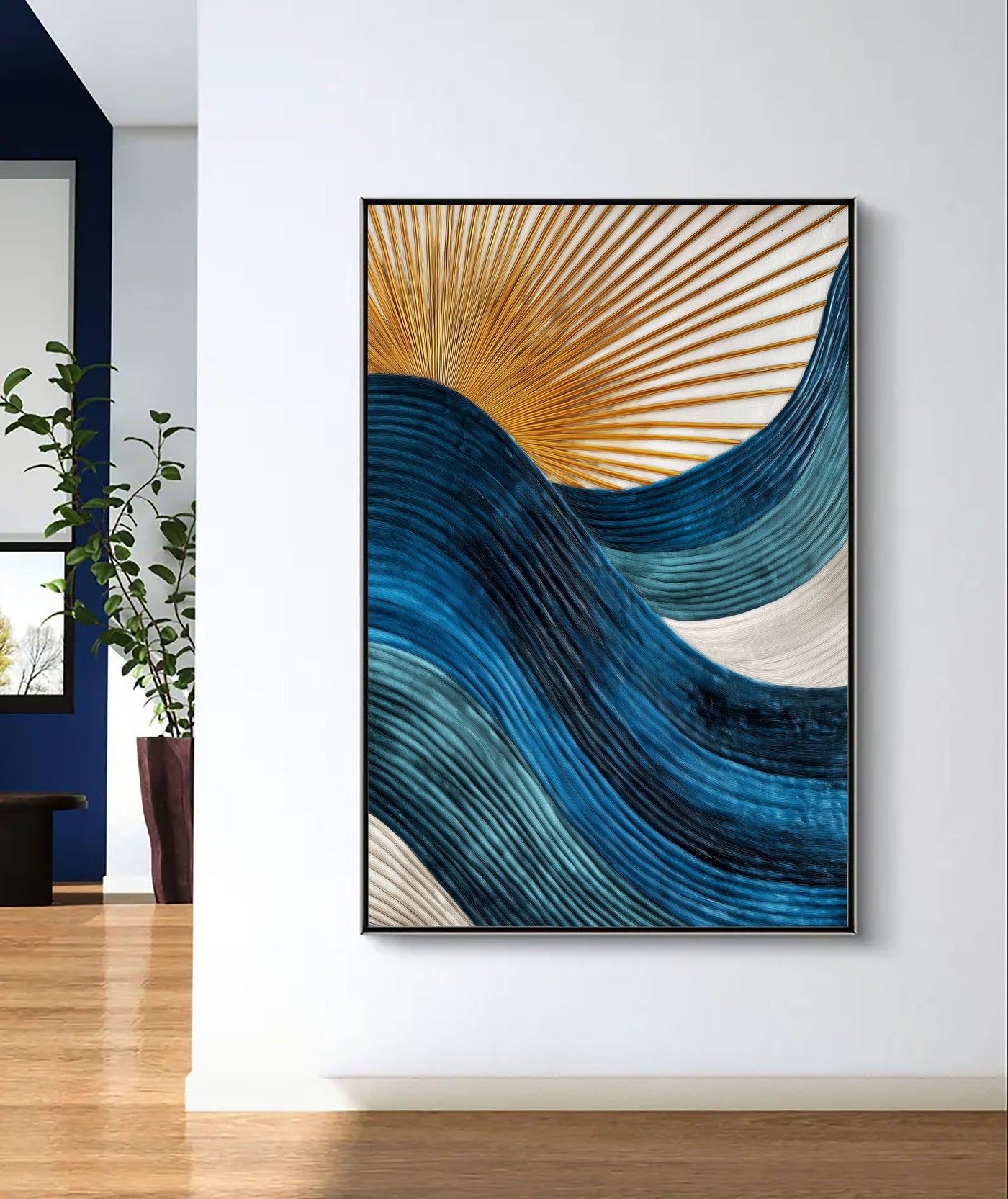 Textured Radiant Waves | Golden Teal