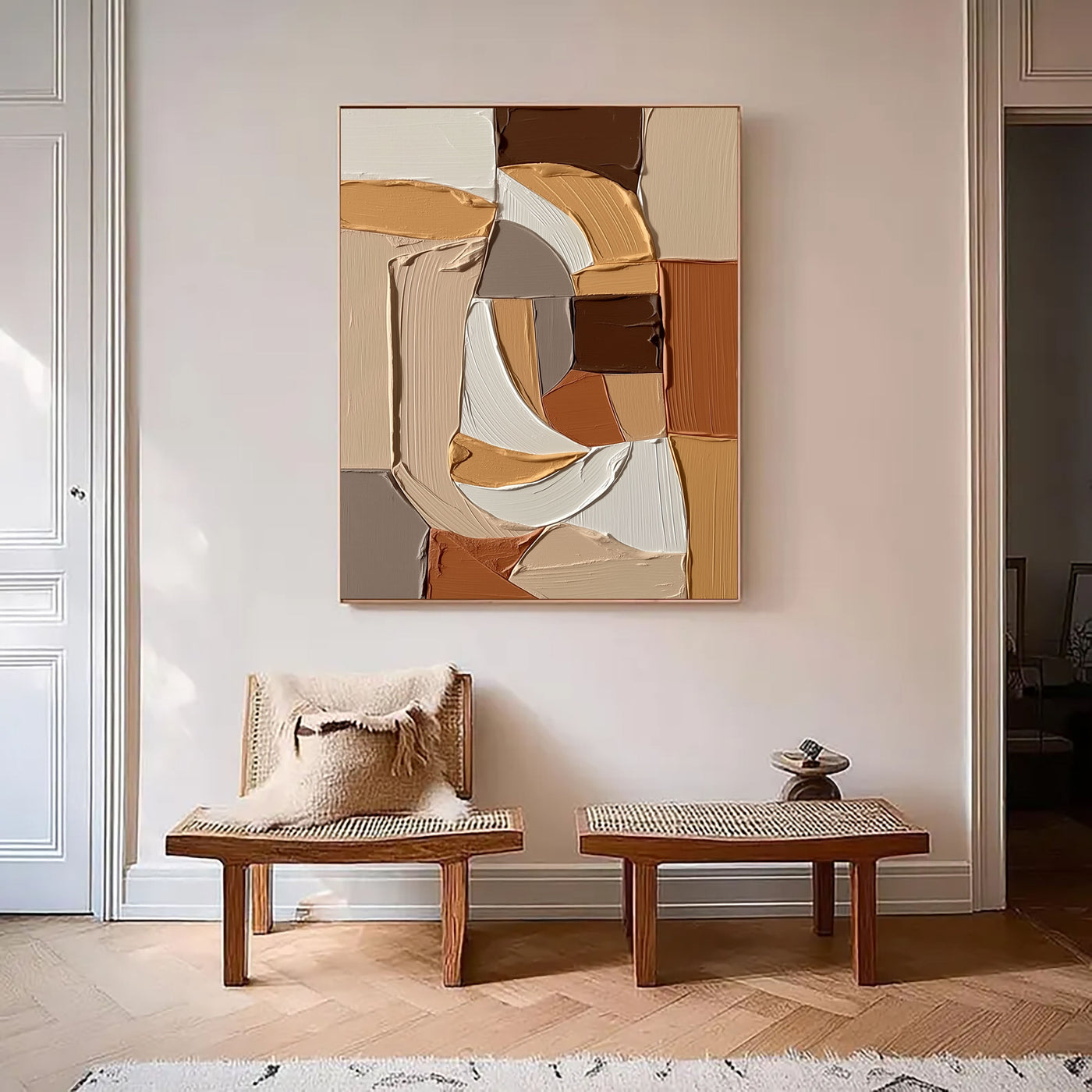 Strukturierte geometrische Formen | Beige-Braun