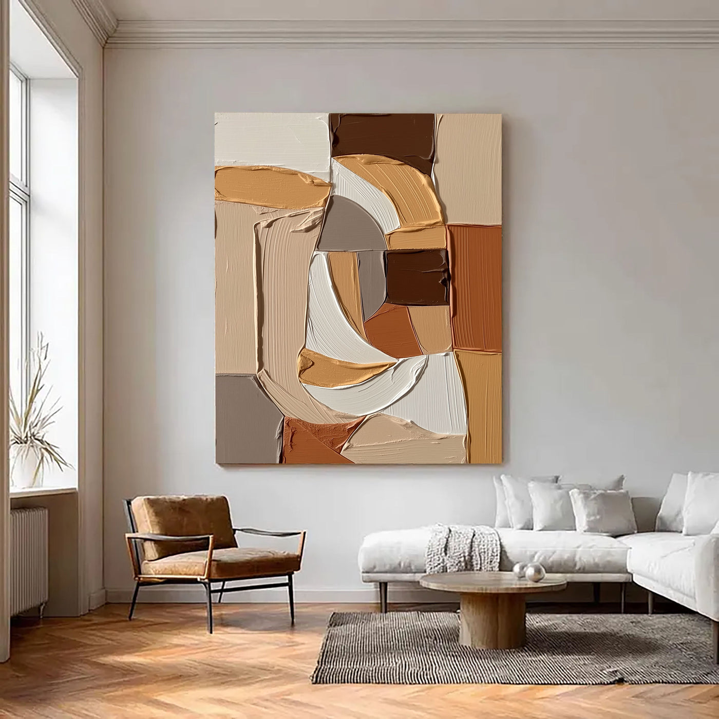 Strukturierte geometrische Formen | Beige-Braun