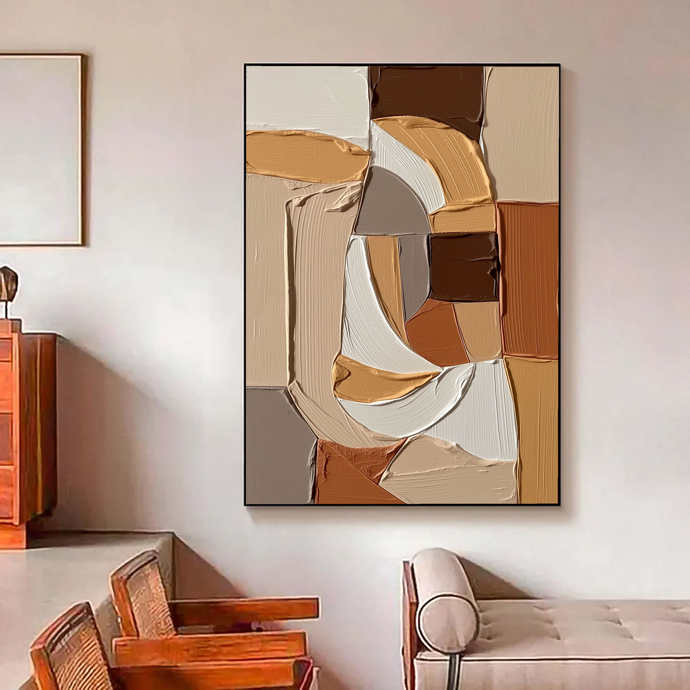 Strukturierte geometrische Formen | Beige-Braun