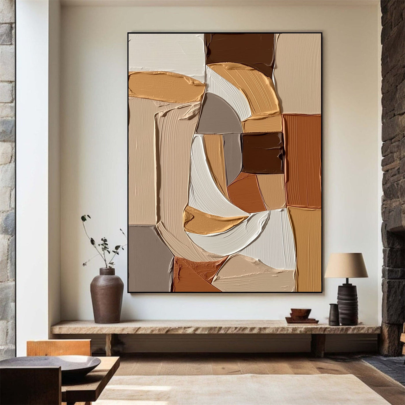 Strukturierte geometrische Formen | Beige-Braun