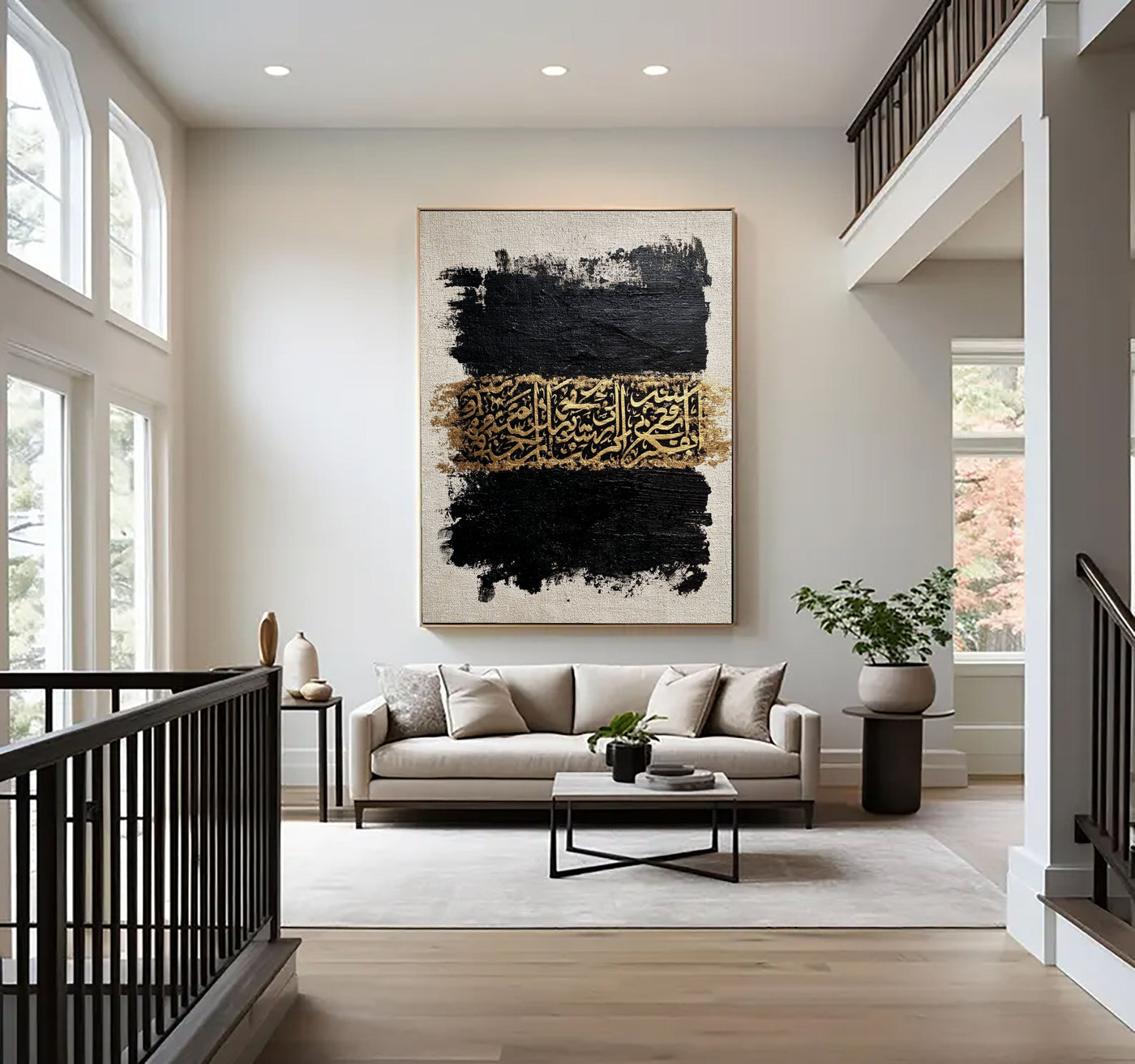 Textured Gilded Calligraphy | Noir Canvas