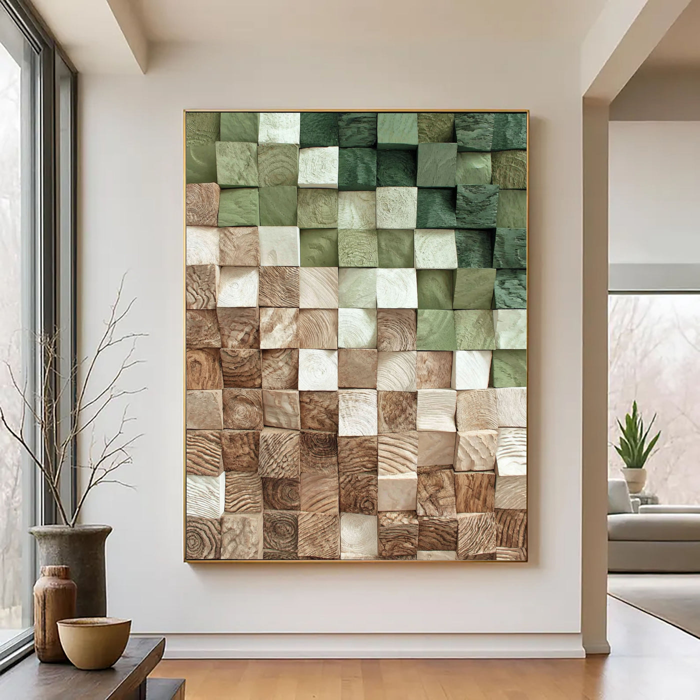 Textured Wooden Mosaic | Forest Tones