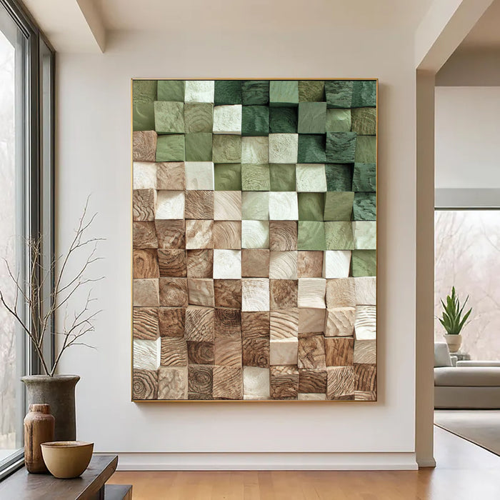 Textured Wooden Mosaic | Forest Tones