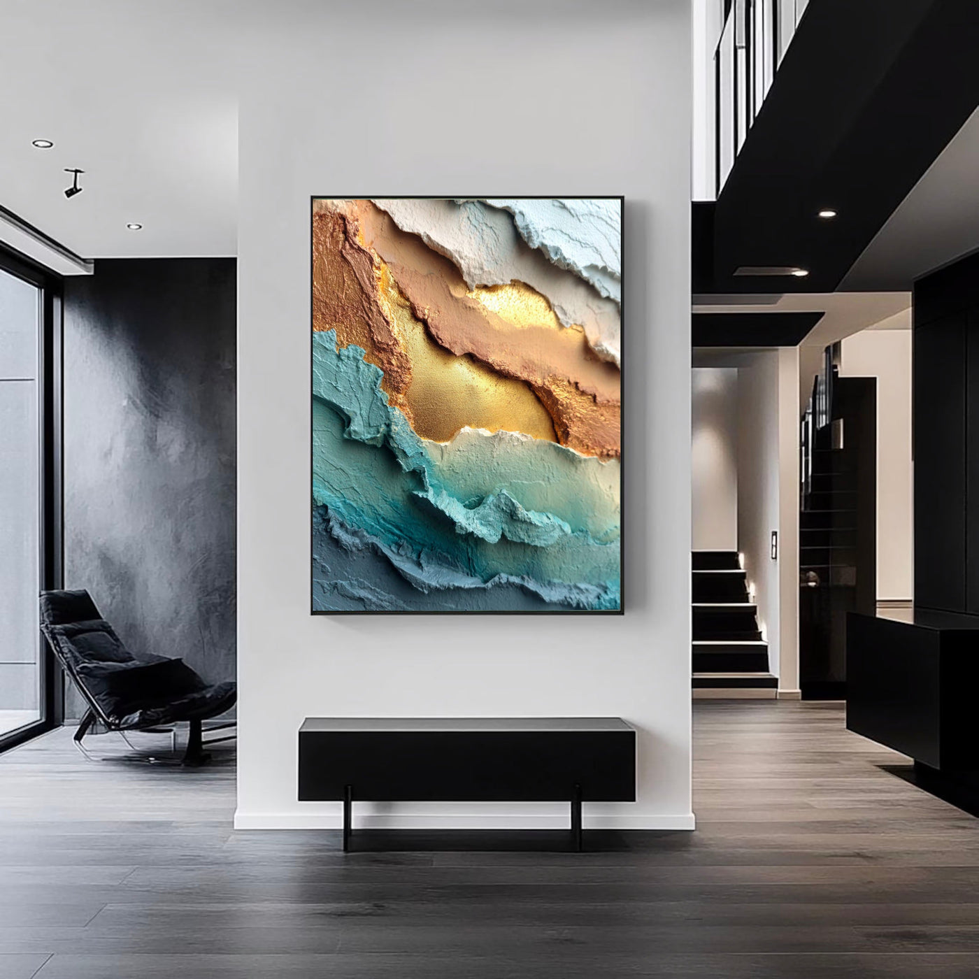 Textured Radiant Waves | Golden Teal