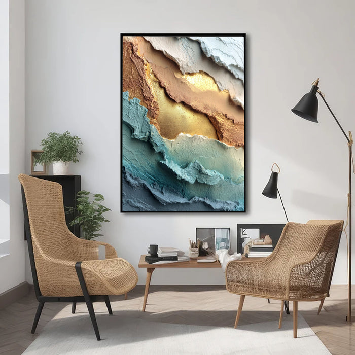 Textured Radiant Waves | Golden Teal