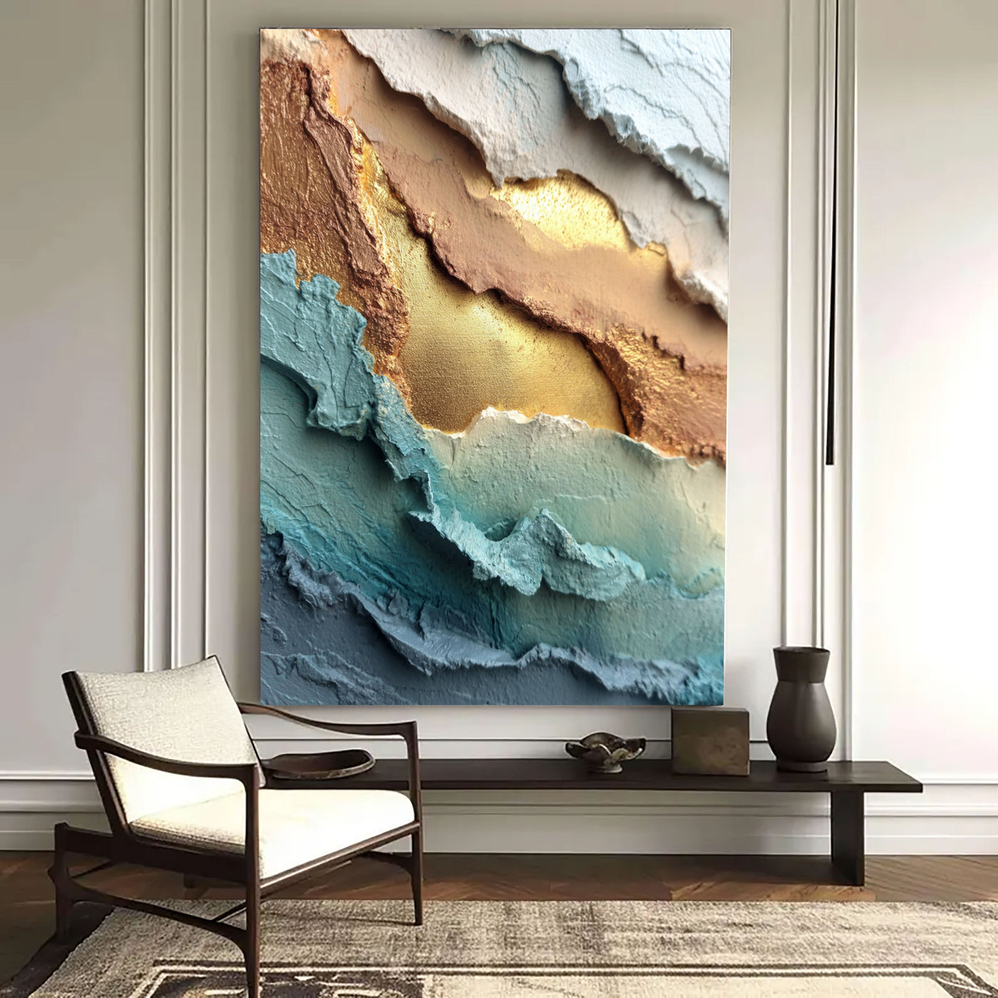 Textured Radiant Waves | Golden Teal