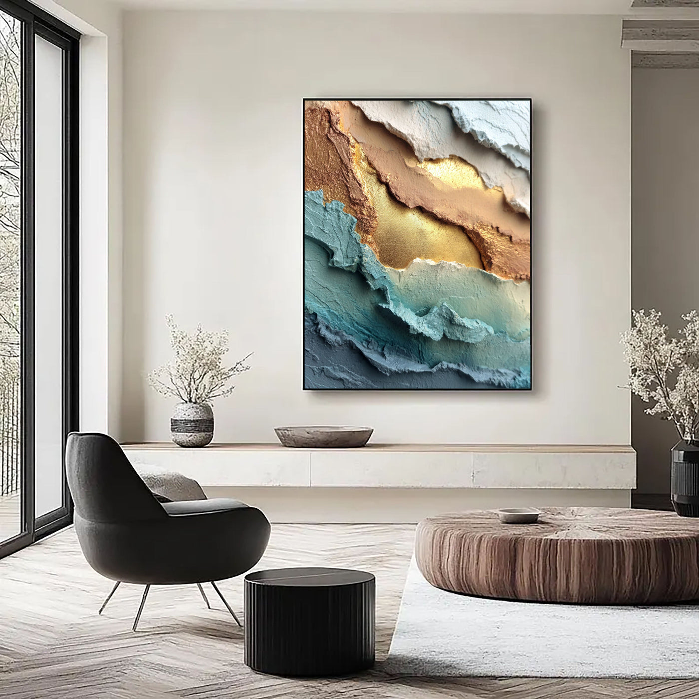 Textured Radiant Waves | Golden Teal