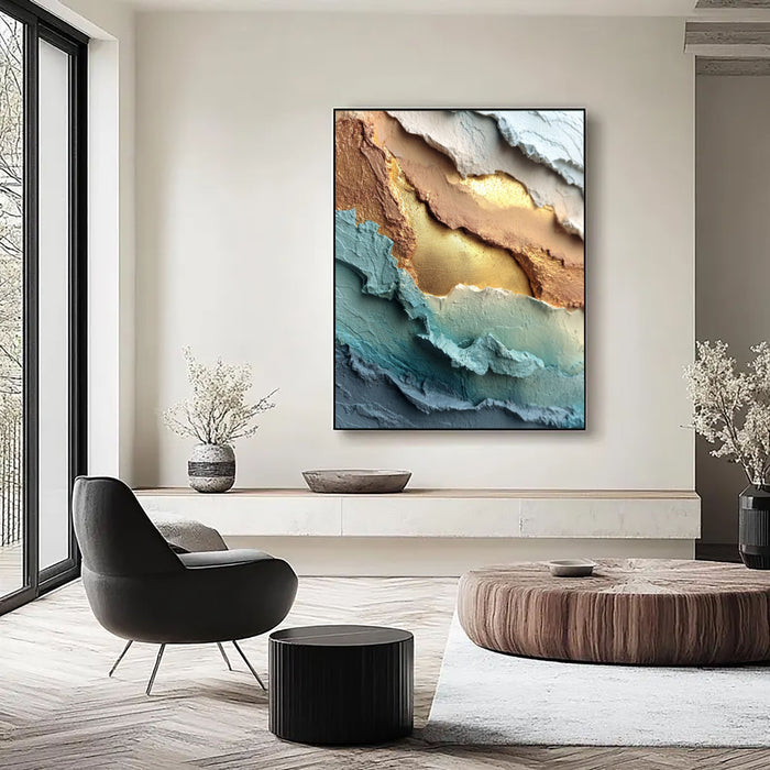 Textured Radiant Waves | Golden Teal