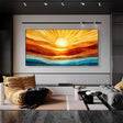 Texturierte geometrische Sonnenaufgang | Orange Blau