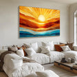 Texturierte geometrische Sonnenaufgang | Orange Blau