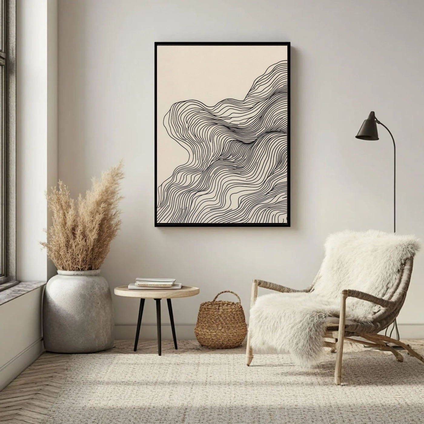 Flowing Line Minimalism | Beige Swirls
