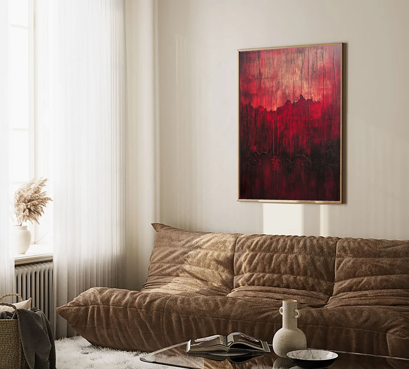 Textured Crimson Stratification | Earthy Crackle