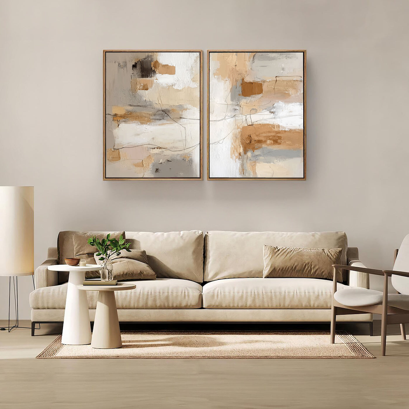 Textured Abstract Harmony | Beige Grey