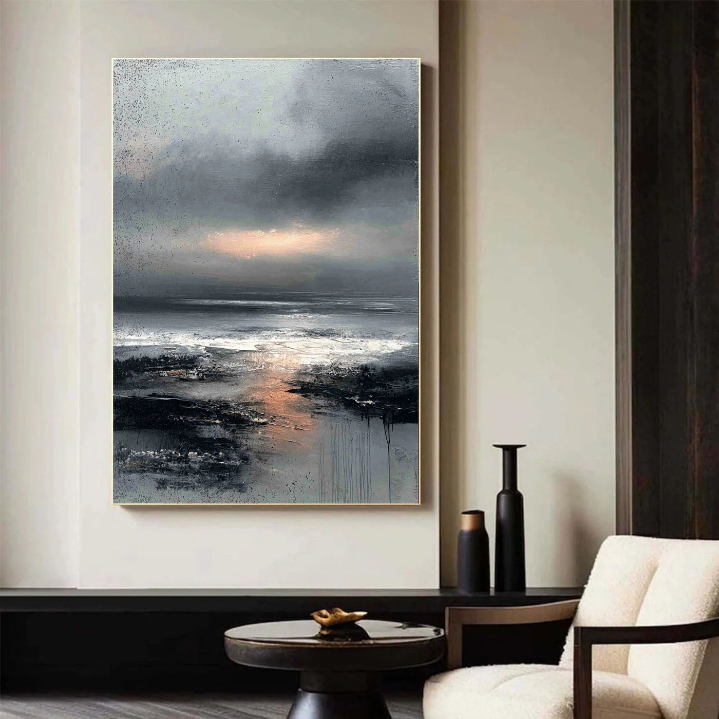 Textured Misty Shore | Golden Reflections