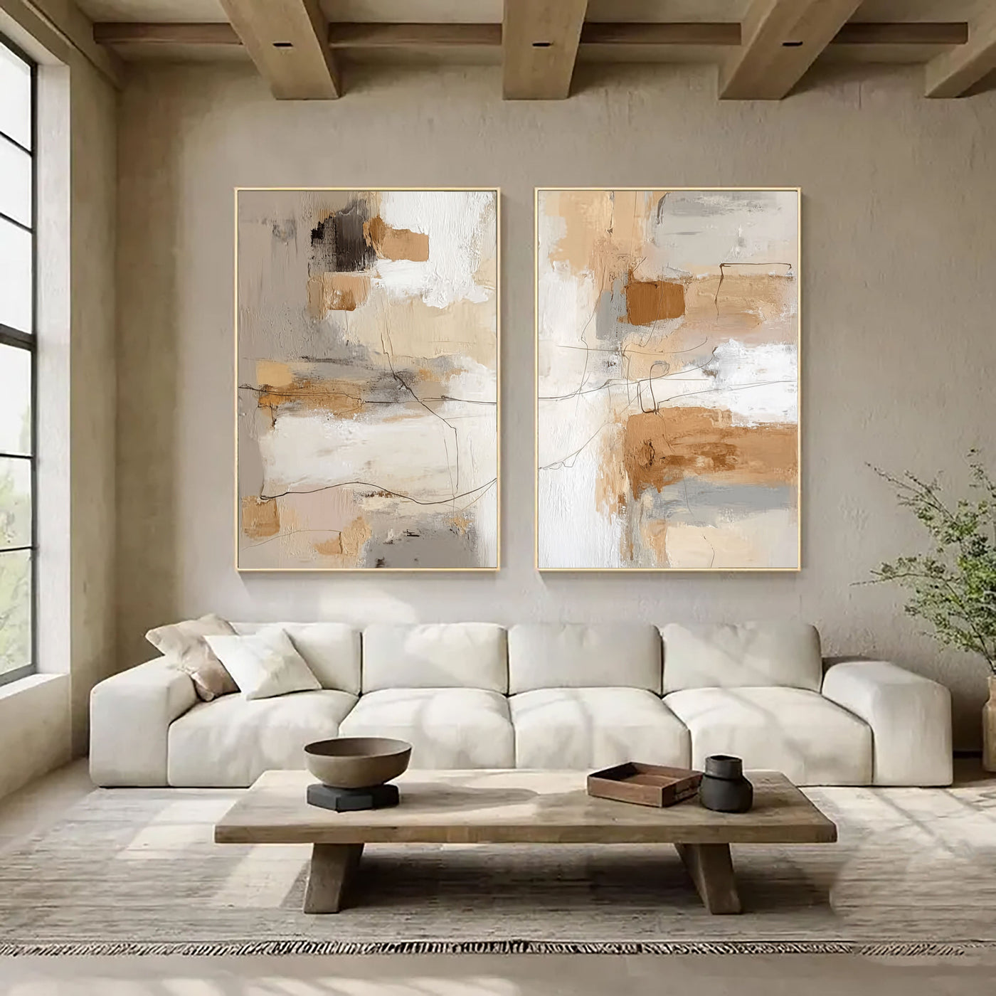Textured Abstract Harmony | Beige Grey