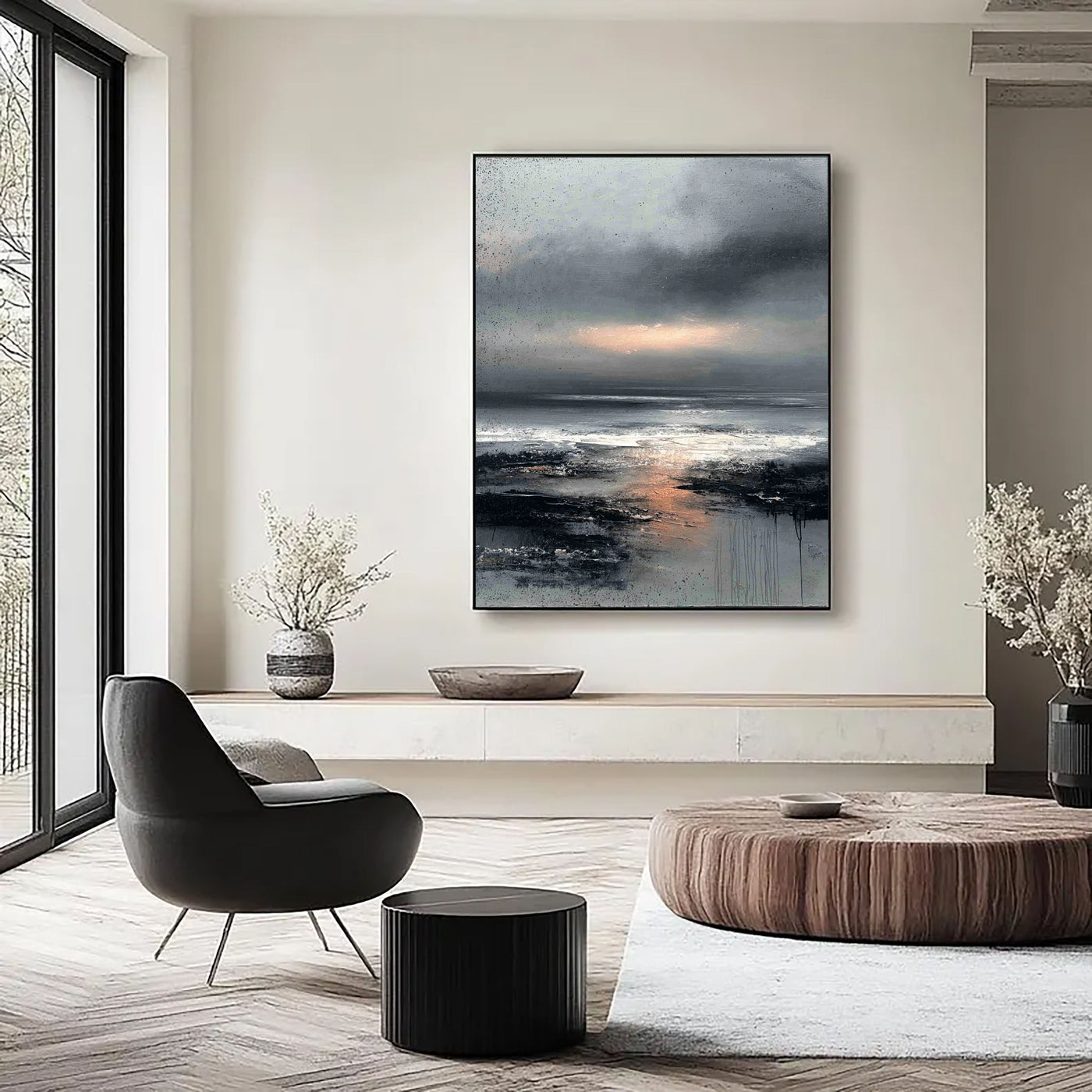 Textured Misty Shore | Golden Reflections