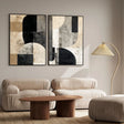 Strukturierte geometrische Balance | Schwarz Beige