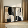 Strukturierte geometrische Balance | Schwarz Beige