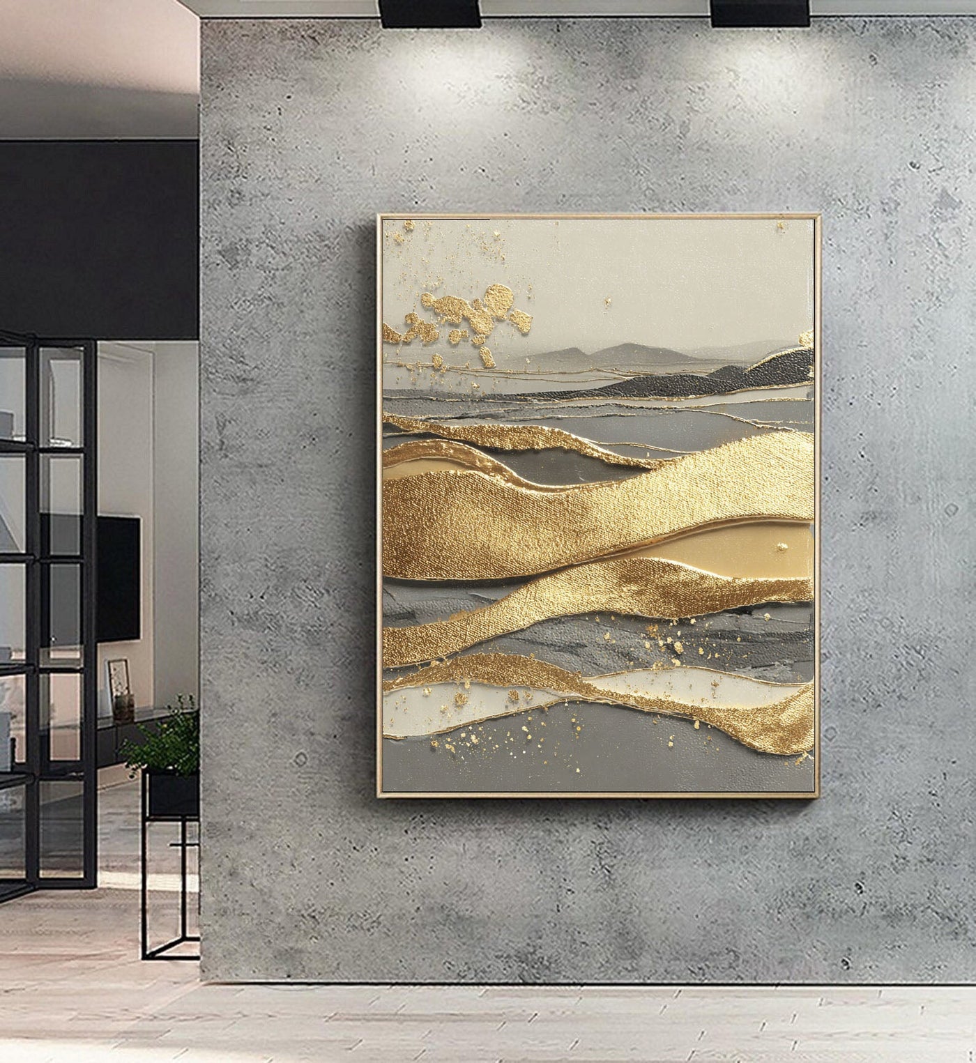Textured Gilded Waves | Misty Horizon