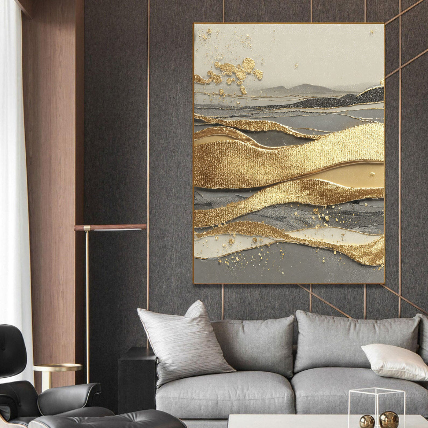 Textured Gilded Waves | Misty Horizon