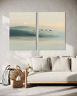 Serene Misty Mountains | Flying Birds